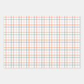 ティール（緑がかった色）はっきりしたとオレンジのイースターバニーセット3 ラッピングペーパーシート (正面3)