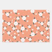 ティール（緑がかった色）はっきりしたとオレンジのイースターバニーセット3 ラッピングペーパーシート (正面2)