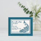 ティール(緑がかった色)はっきりしたスタイリッシュアールデコ保存日 案内ポストカード (スタンド正面)