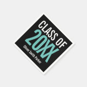 ティール(緑がかった色)はっきりしたモダン卒業 スタンダードカクテルナプキン (角)