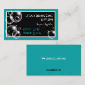 ティール（緑がかった色）はカードクリーニングのサービス業泡立ちます 名刺 (正面/裏面)