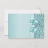 ティール（緑がかった色）はスパンコールの弓を印刷しました及びダイヤモンドは感謝していしています サンキューカード (裏面)