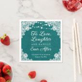 ティール（緑がかった色）はナプキンの後結婚ずっと幸せに スタンダードカクテルナプキン (インサイチュ)