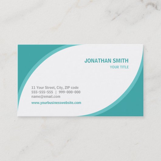 ティール（緑がかった色）は名刺に角を付けます 名刺 (正面)