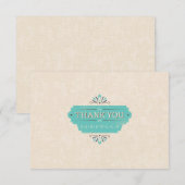 ティール（緑がかった色）は平らなカード感謝していしています サンキューカード (正面/裏面)