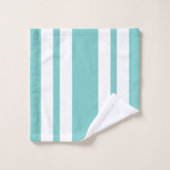 ティール(緑がかった色)は縞で飾ります バスタオルセット (ウォッシュタオル)