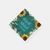 ティール(緑がかった色)ひまわり素朴の結婚国のナプキン スタンダードカクテルナプキン (角)