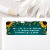 ティール(緑がかった色)ひまわり素朴デイジー結婚ズ ラベル (インサイチュ)