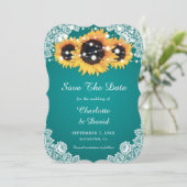 ティール（緑がかった色）ひまわり結婚の セーブザデート (スタンド正面)