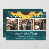 ティール(緑がかった色)ひま素朴わ木結婚の写真3 セーブザデート (正面/裏面)