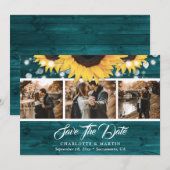 ティール（緑がかった色）ひま素朴わ木結婚の写真3 セーブザデート (正面/裏面)