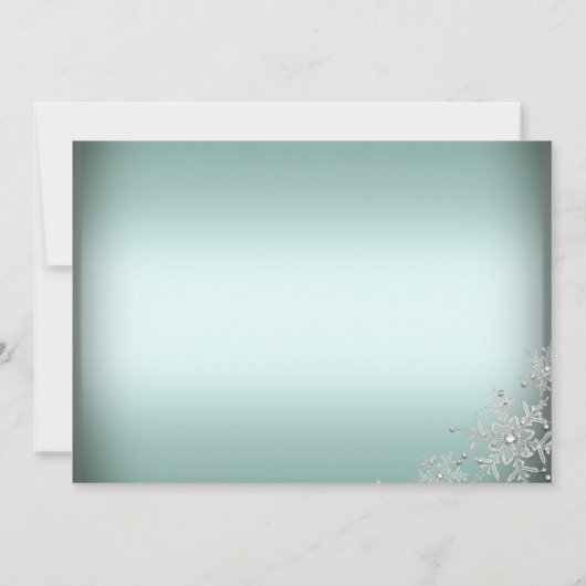 ティール（緑がかった色）ぶら下がったズオーナメントクリスマスパーティー招待状 招待状 (裏面)