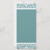 ティール（緑がかった色）または任意の色のダマスクスワーズ結婚式招待状 招待状 (裏面)