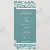 ティール（緑がかった色）または任意の色のダマスクスワーズ結婚式招待状 招待状 (正面/裏面)