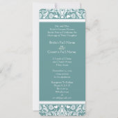 ティール(緑がかった色)または任意の色のダマスクスワーズ結婚式招待状 招待状 (正面)