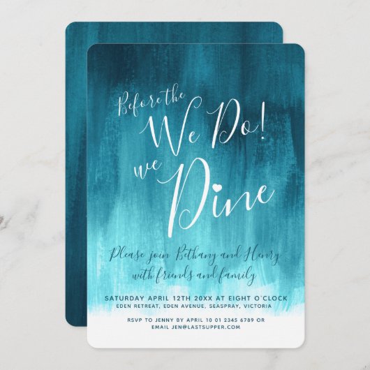 ティール(緑がかった色)を行う前の招待状 招待状 (正面/裏面)