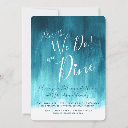 ティール（緑がかった色）を行う前の招待状 招待状 (正面)