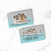 ティール（緑がかった色）アイボリースパークルピッタードッグウォーカー 名刺