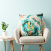 ティール(緑がかった色)アクアアガテゴールデンカスタムモノグラモダンム クッション (椅子)