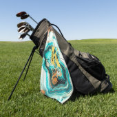 ティール（緑がかった色）アクアアガテゴールデンカスタムモノグラモダンム ゴルフタオル (グリーン)