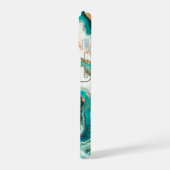 ティール(緑がかった色)アクアアガテゴールデンカスタムモノグラモダンム iPhone 15ケース (左側面)