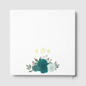 ティール(緑がかった色)&アクアエレガントボホシックバラフォイル結婚ズ ゲストブック (裏面)