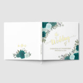 ティール（緑がかった色）&アクアエレガントボホシックバラフォイル結婚ズ ゲストブック (全面)