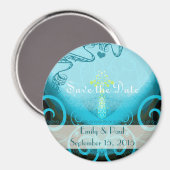 ティール(緑がかった色)アクアカラリリー日付磁石を保存 マグネット (正面/裏面)