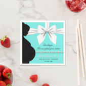 ティール（緑がかった色）アクアグラムパールエレガントティファニーベビーシャワー スタンダードカクテルナプキン (インサイチュ)