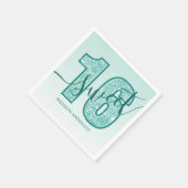 ティール(緑がかった色)アクアグリッタースクリプトスウィート16誕生日 スタンダードカクテルナプキン (角)