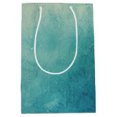 ティール（緑がかった色）アクアグリーンテクスチャ ミディアムペーパーバッグ (正面)
