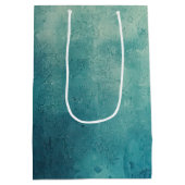 ティール（緑がかった色）アクアグリーンテクスチャ ミディアムペーパーバッグ (裏面)
