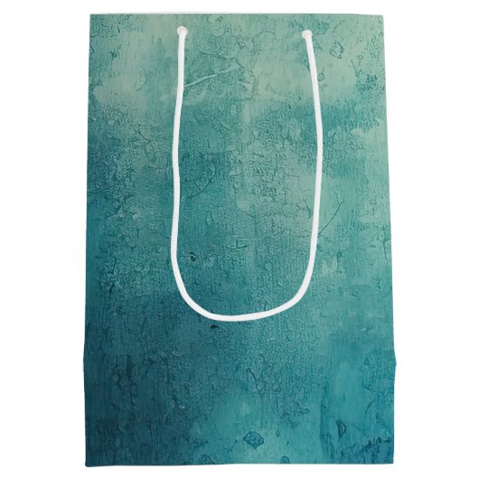 ティール（緑がかった色）アクアグリーンテクスチャ ミディアムペーパーバッグ (裏面)
