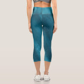 ティール（緑がかった色）アクアグリーンブルー抽象芸術アート カプリレギンス (裏面)