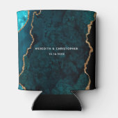 ティール（緑がかった色）アクアゲートお祝いオブラヴ結婚ズ 缶クーラー (裏面)