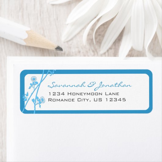 ティール(緑がかった色)アクアシーブルーワイルドフラワーブランチ ラベル (インサイチュ)