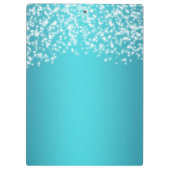 ティール（緑がかった色）アクアスパークルきらめくライトパーソナライズされた クリップボード (裏面)