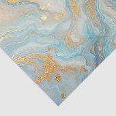 ティール(緑がかった色)アクアターコイズブルーホワイト金ゴールドマーブルパターン 薄葉紙 (詳細)