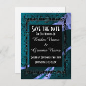 ティール(緑がかった色)アクアダマスクとブラックセーブ 案内ポストカード (正面/裏面)