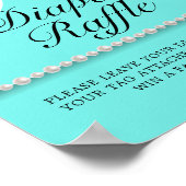 ティール(緑がかった色)アクアティファニーベビーシャワーおむつラッフル ポスター (角)