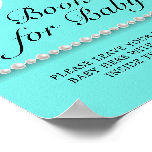 ティール（緑がかった色）アクアティファニー赤ちゃんシャワーサイン帳ベビー ポスター (角)