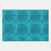 ティール（緑がかった色）アクアハッピー日ラッピング紙 ラッピングペーパーシート (正面3)