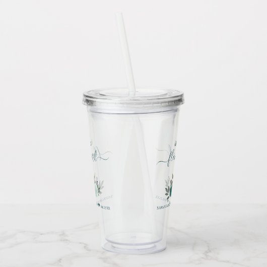 ティール（緑がかった色）&アクアバラエレガントフラワーガール結婚ズ アクリルタンブラー (左)