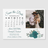 ティール（緑がかった色）&アクアバラカレンダー&フォトカレンダー日付を保存 マグネット招待状 (正面)