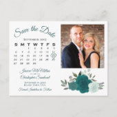 ティール（緑がかった色）&アクアバラ写真&カレンダー日付を保存 案内ポストカード (正面)