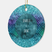ティール(緑がかった色)アクアパープルマーメイドスパークルグリッター セラミックオーナメント (左)