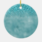 ティール(緑がかった色)アクアパープルマーメイドスパークルグリッター セラミックオーナメント (裏面)