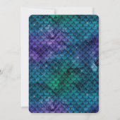 ティール（緑がかった色）アクアパープルマーメイドスパークルグリッター 招待状 (裏面)