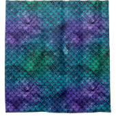 ティール（緑がかった色）アクアパープルマーメイドスパークル シャワーカーテン (正面)