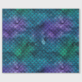 ティール（緑がかった色）アクアパープルマーメイドスパークル ラッピングペーパー (フラット)